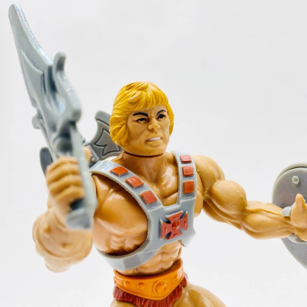 MOTU, Les Maîtres de l'Univers, Musclor, He-Man. Zoom sur le visage et le glaive